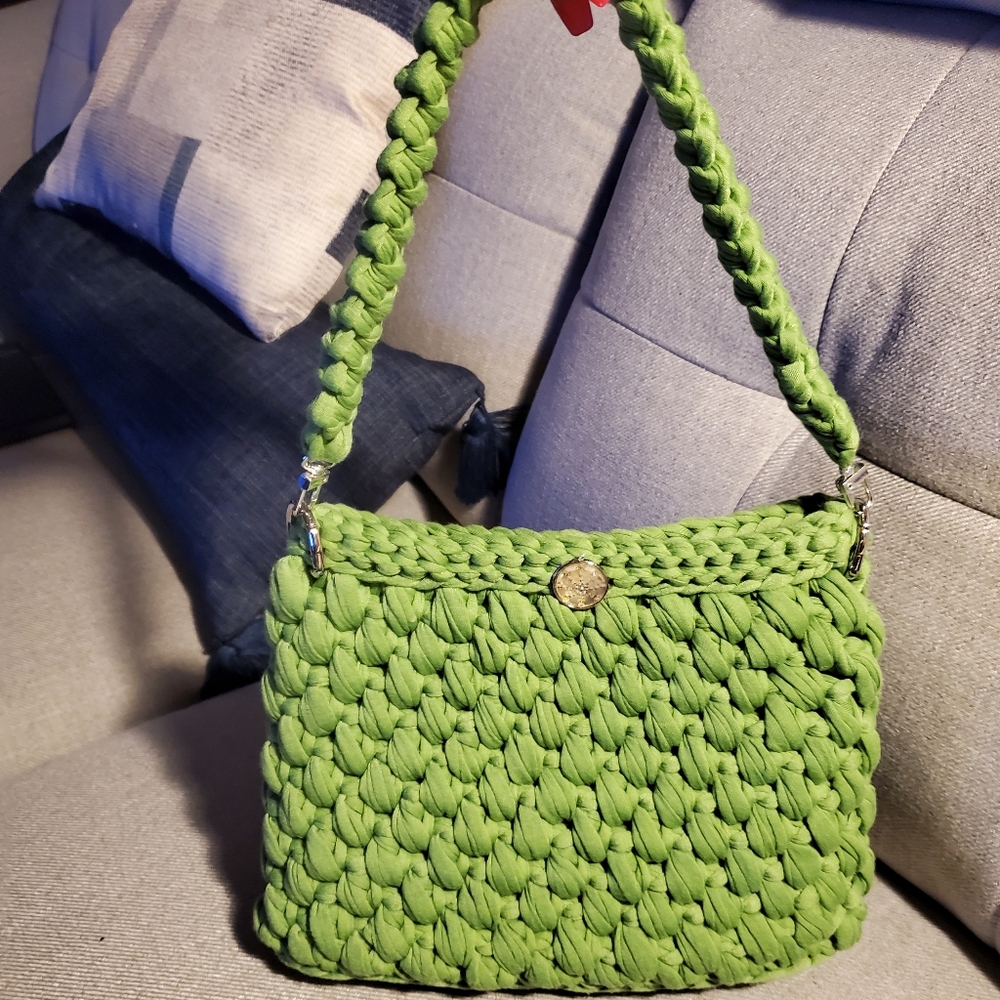 Green Braided Shoulder Bag